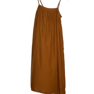 A New Day Woman's Size Small Mustard Brown Relaxed Flowy Maxi Dress